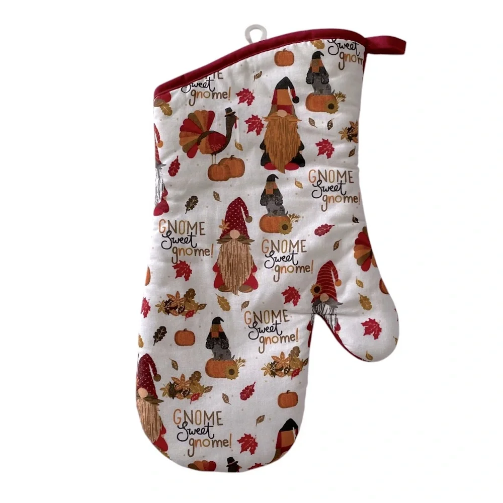 Fall Thanksgiving Kitchen Towel Oven Mitt Pot Holders Gnome 4-pc. Set